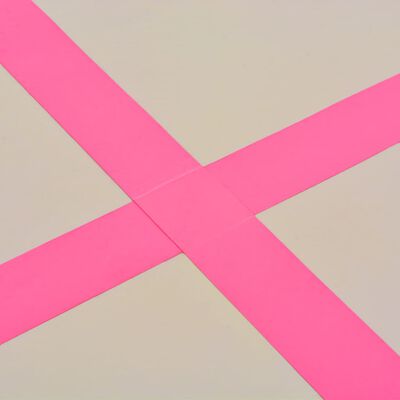 vidaXL Napihljiva gimnastična podloga s tlačilko 400x100x10 cm roza