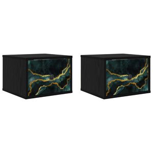 vidaXL Stenska nočna omarica WIJHE 2 kos Črni hrast 36 x 33 x 25 cm