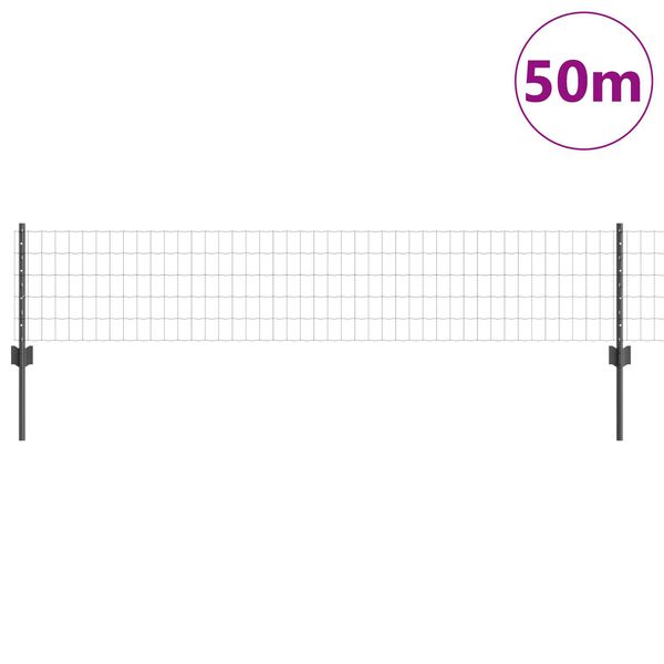vidaXL Ograja s stebrom Siva 0,4 x 50 m Jeklo in PVC