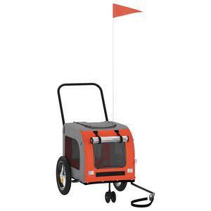 vidaXL Kolesarska prikolica za hišne ljubljenčke Oranžna in siva