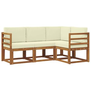 vidaXL Zunanja garnitura za sedenje z blazino 4 pcs Naravna in smetana