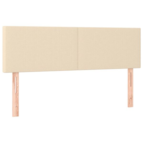 vidaXL Posteljno vzglavje krem 144x5x78/88 cm blago