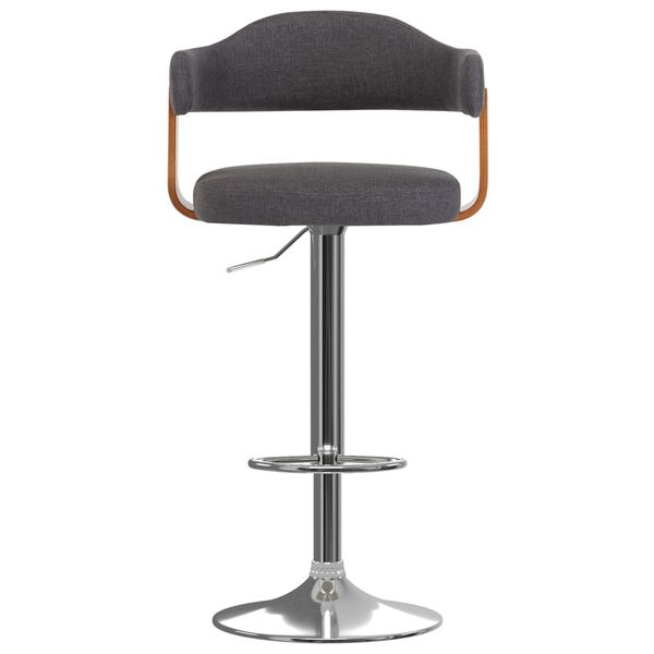 vidaXL Barski stolčki 2 kosa temno siv ukrivljen les in blago