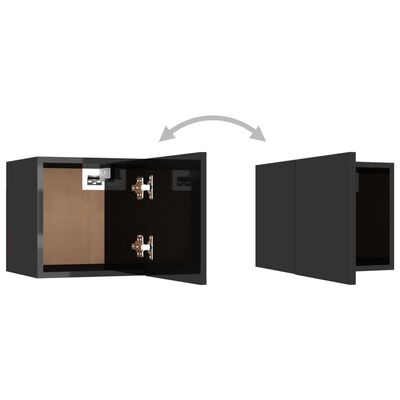 vidaXL Stenska TV omarica visok sijaj črna 30,5x30x30 cm