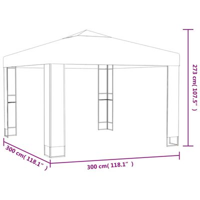 vidaXL Paviljon z dvojno streho 3x3x2,7 m taupe 180 g/m²