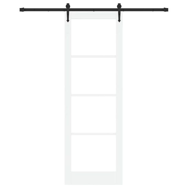 vidaXL Drsna vrata Bela in črna 78 x 232 cm Trden borov les in steklo