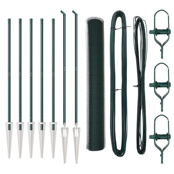 vidaXL Steber ograje. Zelena 10 x 1,2 m (25 mm mreža) Jeklo in PVC