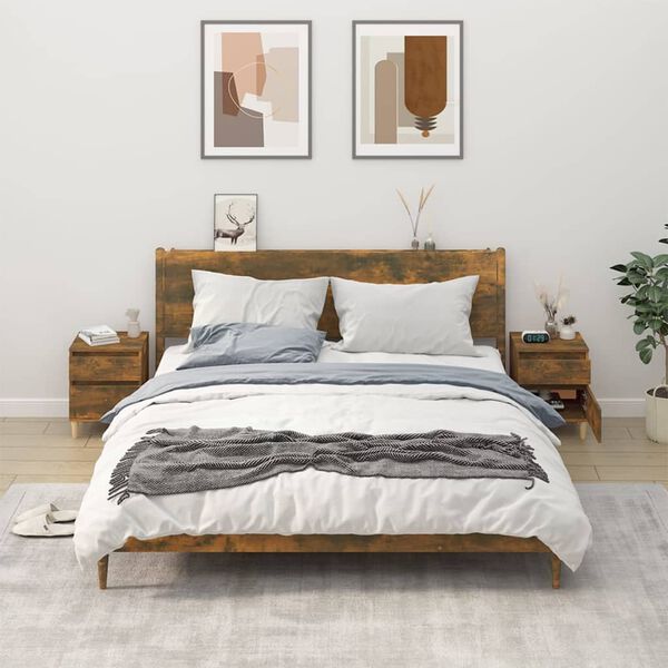 vidaXL Nočna omarica 2 kosa dimljeni hrast 40x35x50 cm