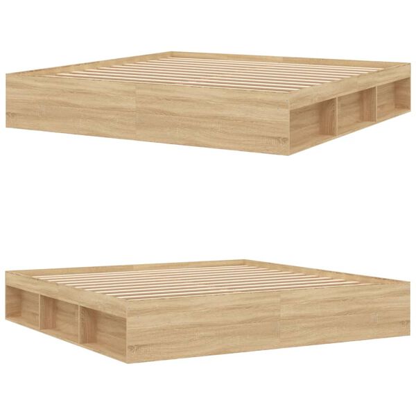 vidaXL Posteljni okvir sonoma hrast 200x200 cm