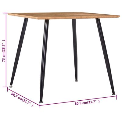 vidaXL Jedilna miza barva hrasta in črna 80,5x80,5x73 cm mediapan