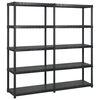 vidaXL Regal s policami 5-nadstropni črn 170x40x185 cm plastika