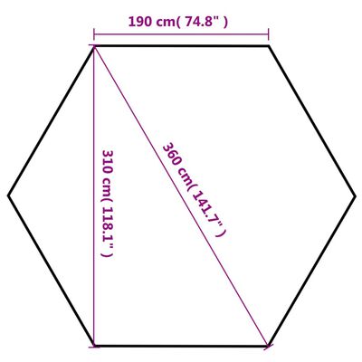 vidaXL Zložljiv šotor šestkoten kremno bel 3,6x3,1 m