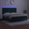 vidaXL Box spring postelja z vzmetnico LED tem. zelena 180x200cm žamet