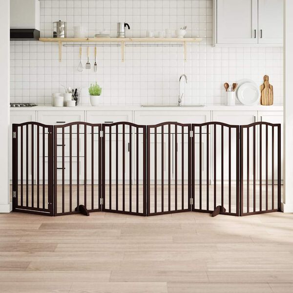 vidaXL Ograda za pse z vrati zložljiva 6panelov rjava 300cm topolovina