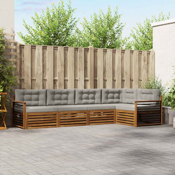 vidaXL Zunanja garnitura za sedenje 5 pcs Naravna in svetlo siva