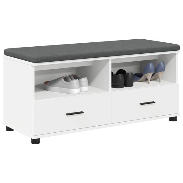 vidaXL Haldna klop z blazino s predalom Bela 100 x 38 x 46 cm