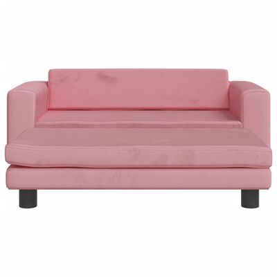 vidaXL Otroški kavč s stolčkom za noge roza 100x50x30 cm žamet
