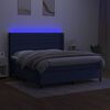 vidaXL Box spring postelja z vzmetnico LED modra 180x200 cm blago