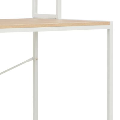 vidaXL Računalniška miza bela in hrast 120x60x138 cm