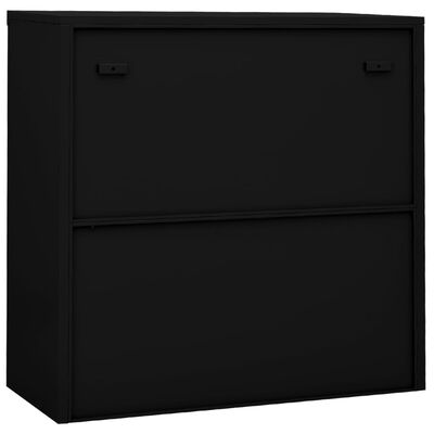 vidaXL Pisarniška omara z drsnimi vrati črna 90x40x90 cm jeklo