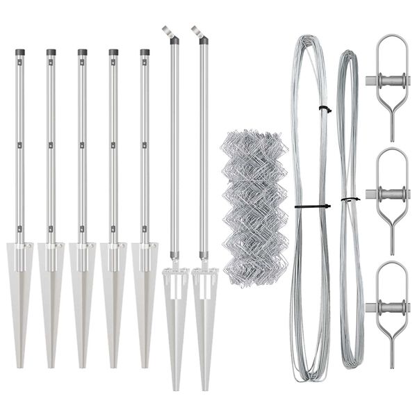 vidaXL Steber ograje. srebrna 10 x 1 m (40 x 40 mm mreža) Jeklo