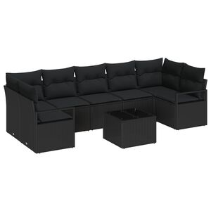 vidaXL Kavčna garnitura 8 pcs Črna poli ratan