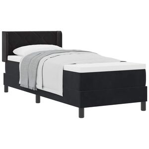 vidaXL Postelja z vzmetnico z vzglavjem Črna 200 x 80 cm Žamet