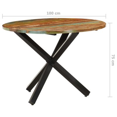 vidaXL Jedilna miza okrogla 100x100x75 cm okrogla predelan les