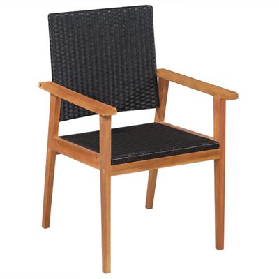 vidaXL Zunanji stoli 2 kosa poli ratan črne in rjave barve