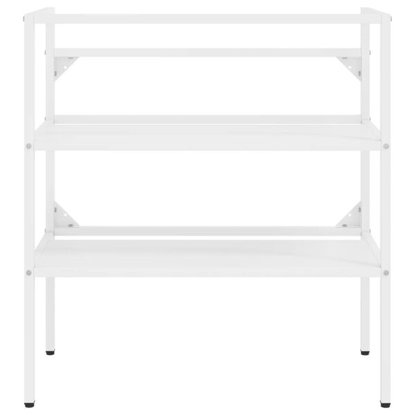 vidaXL Okvir umivalnika z vgradnim umivalnikom belo železo