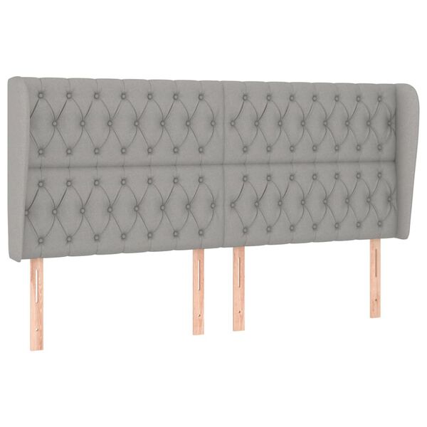 vidaXL Vzglavje z u&scaron;esi svetlo sivo 203x23x118/128 cm blago