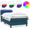 vidaXL Box spring postelja z vzmetnico LED Temno modra 100x220 cm Velvet