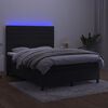 vidaXL Box spring postelja z vzmetnico LED črna 140x200 cm žamet