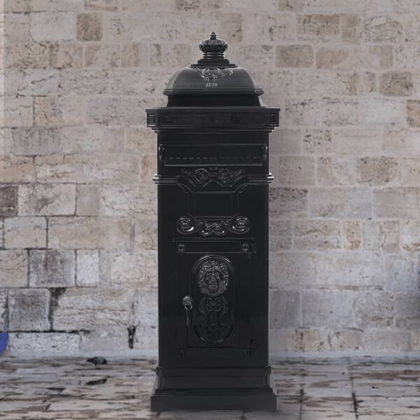 vidaXL Stoječi po&scaron;tni nabiralnik aluminij starinski stil črne barve