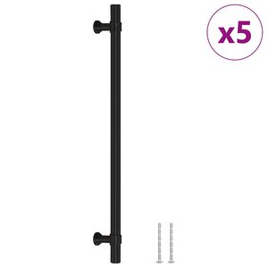vidaXL Ročaji za omarico 5 kosov črni 224 mm nerjaveče jeklo