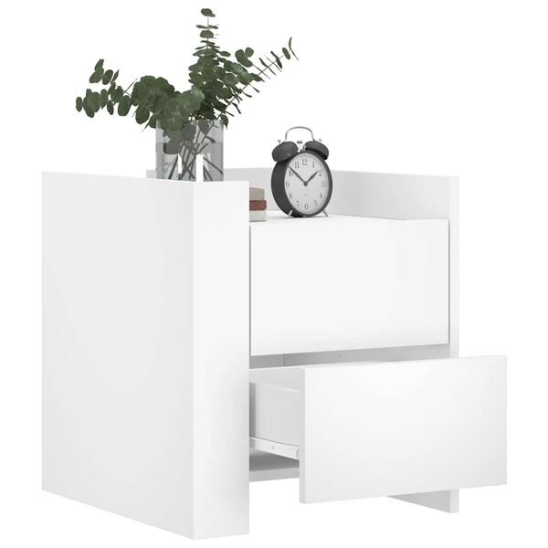 vidaXL Nočna omarica bela 45x50x50 cm inženirski les