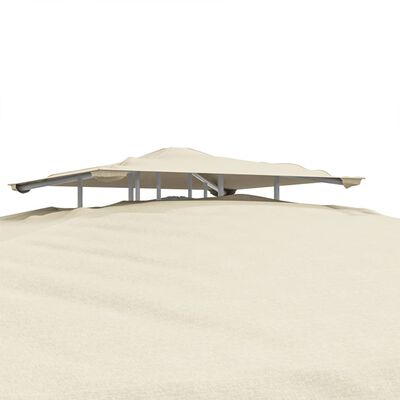 vidaXL Paviljon z dvojno streho krem 3x3x2,68 m tkanina