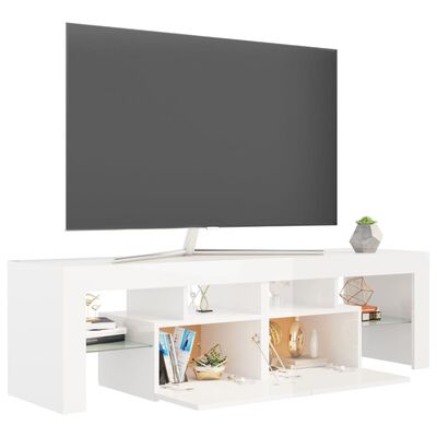 vidaXL TV omarica z LED lučkami visok sijaj bela 140x36,5x40 cm