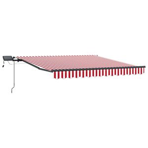 vidaXL Vlečna tenda Rdeča in bela 300 x 250 cm Tkanina in aluminij