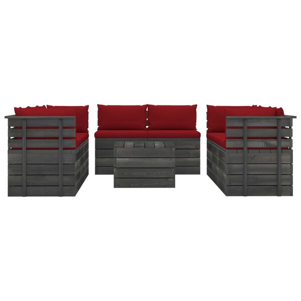 vidaXL Vrtna garnitura iz palet 9-delna z blazinami trdna borovina