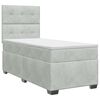 vidaXL Postelja boxspring z vzmetnico Svetlo siva 90 x 190 cm Žamet