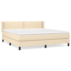 vidaXL Box spring postelja z vzmetnico krem 180x200 cm blago