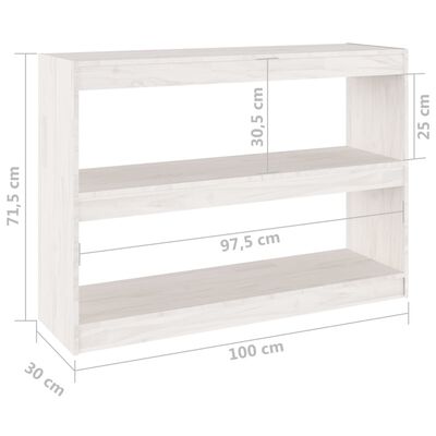 vidaXL Knjižna omara za razdelitev prostora bela 100x30x71,5 cm