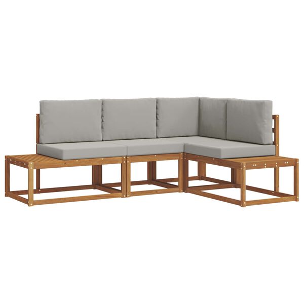 vidaXL Zunanja garnitura za sedenje 4 Kos Naravna in svetlo siva