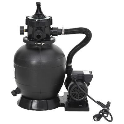 vidaXL Peščeni filter za bazen s 6-smernim ventilom črn