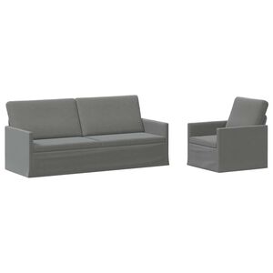 vidaXL Kavčna garnitura 2 pcs Temno siva Žamet