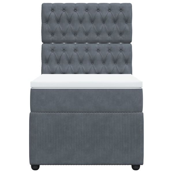 vidaXL Box spring postelja z vzmetnico temno siv 90x190 cm žamet