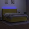 vidaXL Box spring postelja z vzmetnico LED zelena 180x200 cm blago