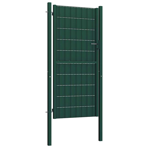 vidaXL Ograjna vrata PVC in jeklo 100x204 cm zelena