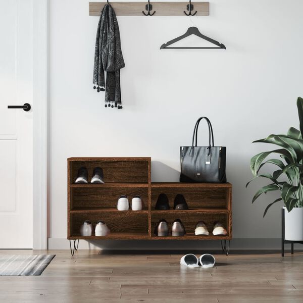 vidaXL Omarica za čevlje rjav hrast 102x36x60 cm inženirski les